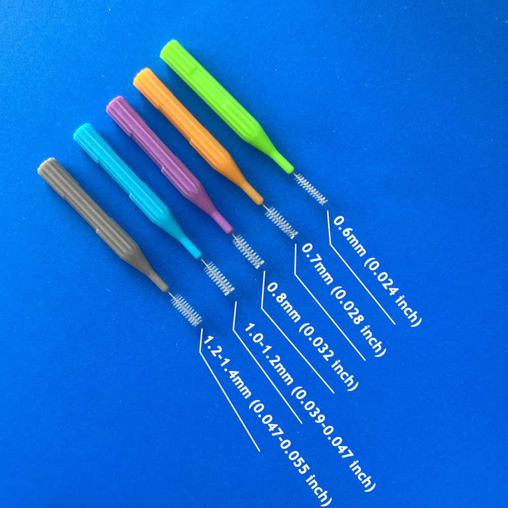 5 different sizes of I shape dupont nylon interdental brushes